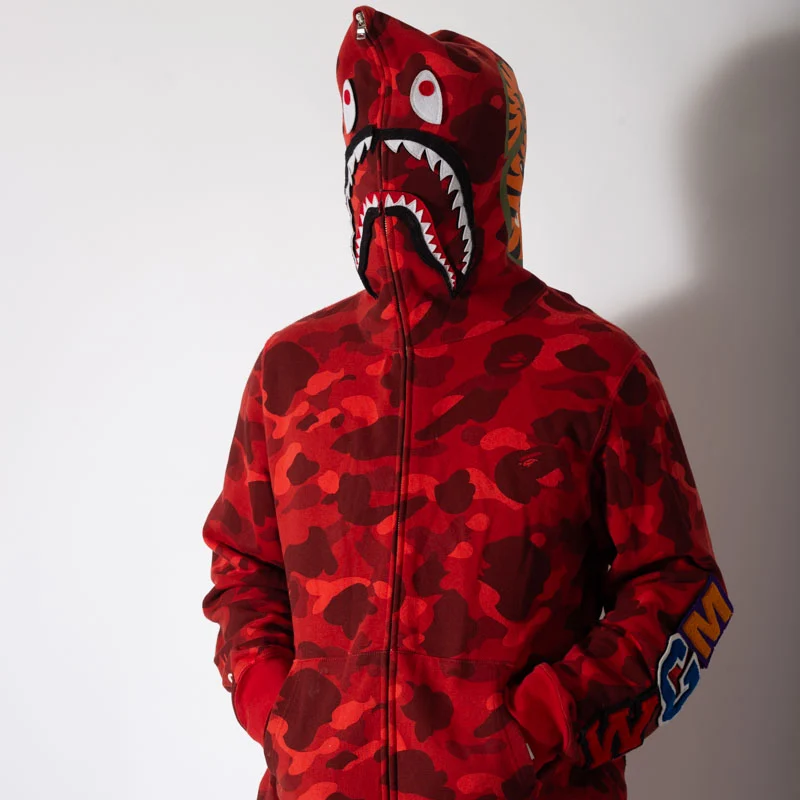 Jaqueta BAPE Shark Zip Up Red Camo