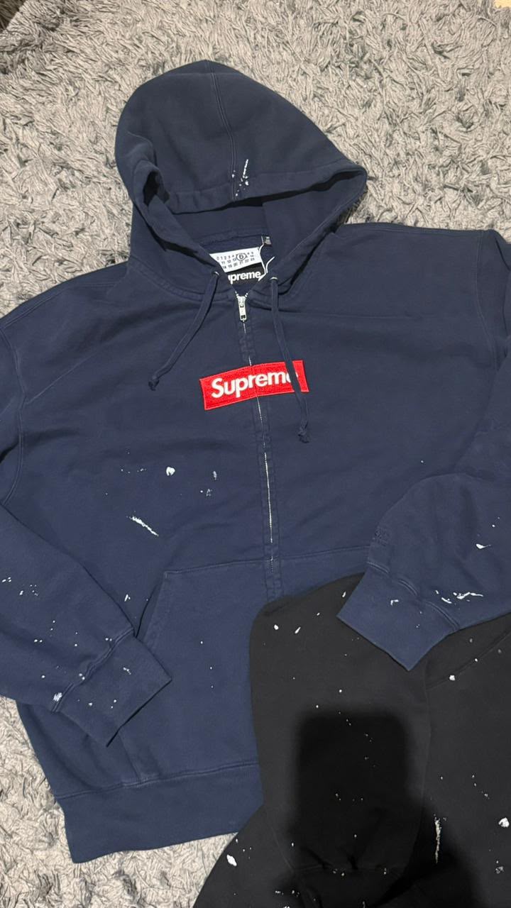 Moletom box logo  Supreme X Maison Margiela Azul Marinho