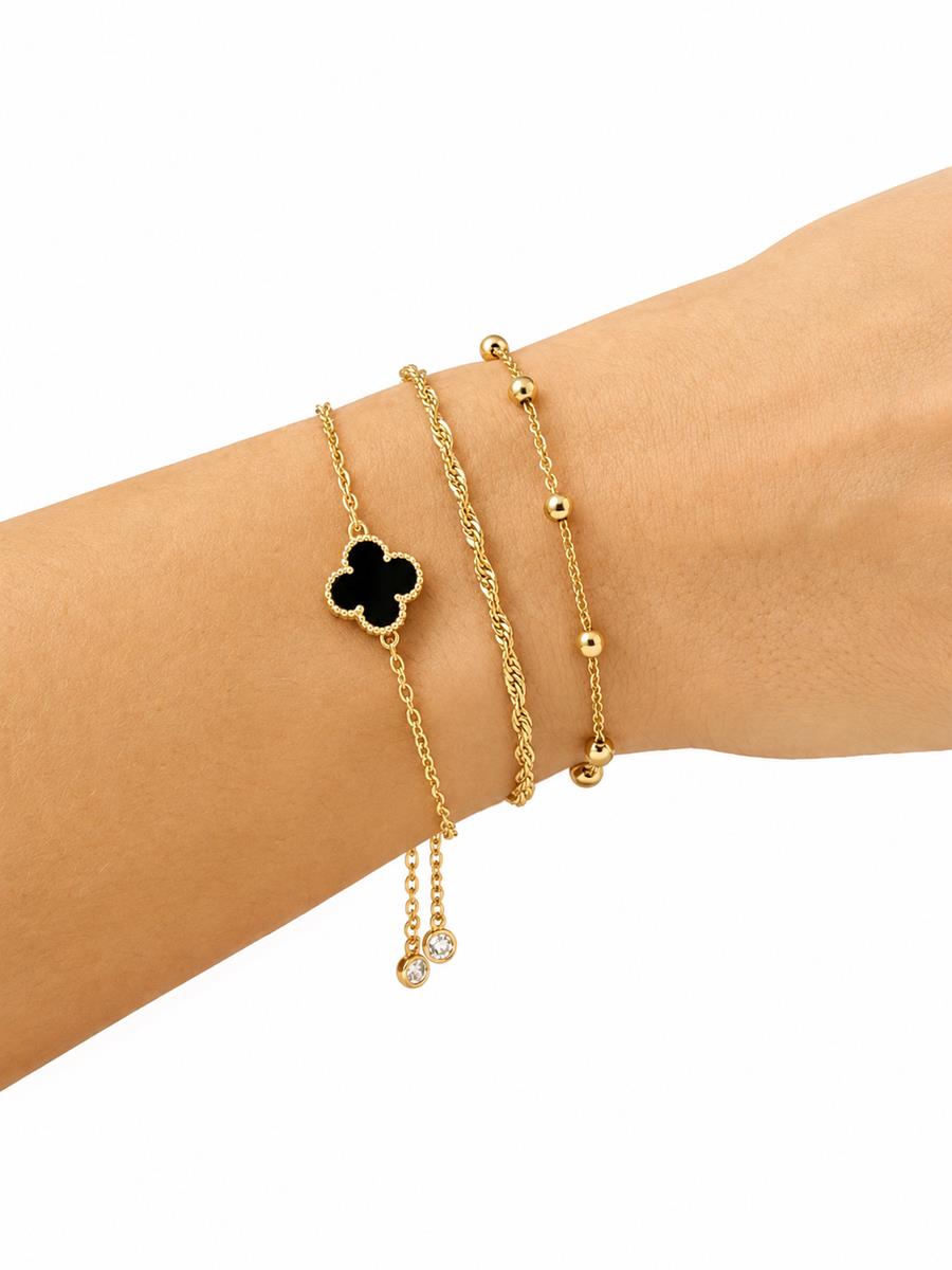 Mix Pulseiras Bolinha Torcida e Gravatinha Trevo