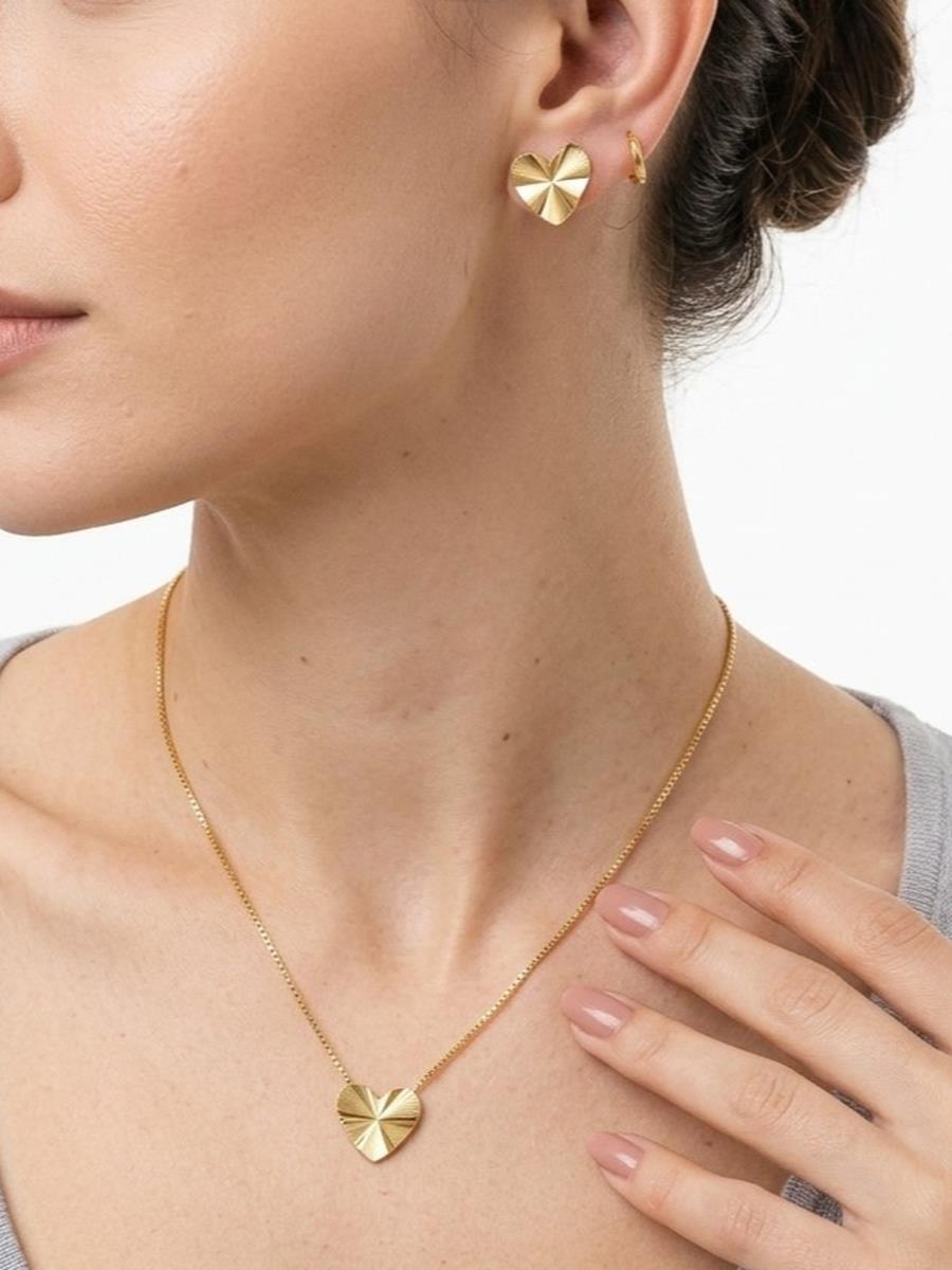 Mix Conjunto Coração Riscado e Argola