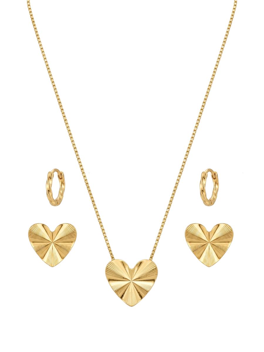 Mix Conjunto Coração Riscado e Argola