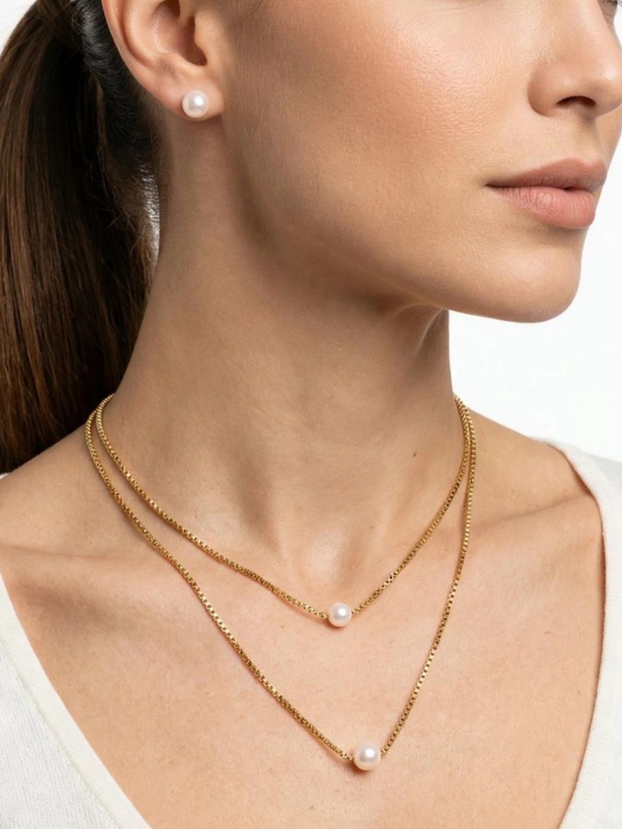 Mix Conjunto Dois Colares e Brinco Pérola