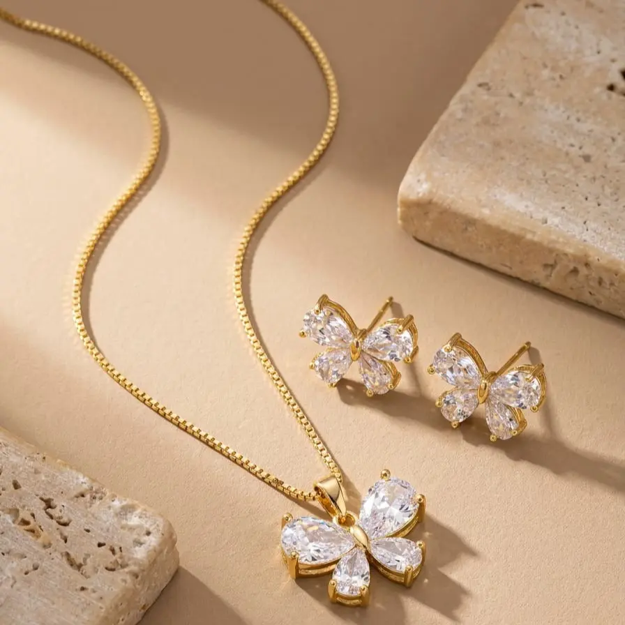Conjunto borboleta zircônia