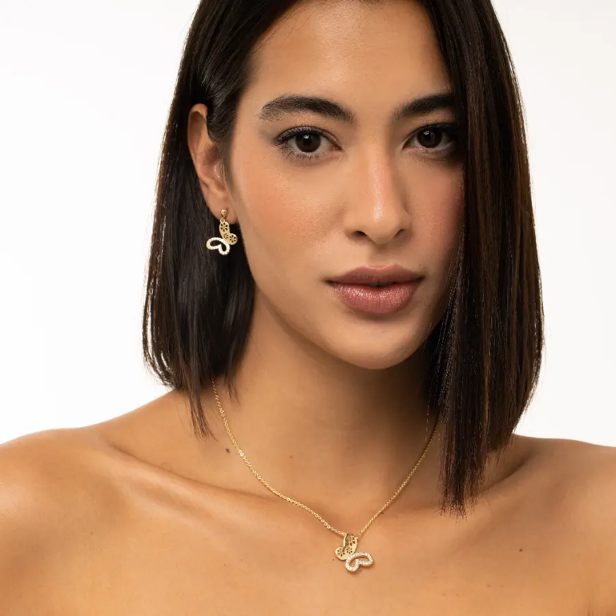 Conjunto borboleta cravejada