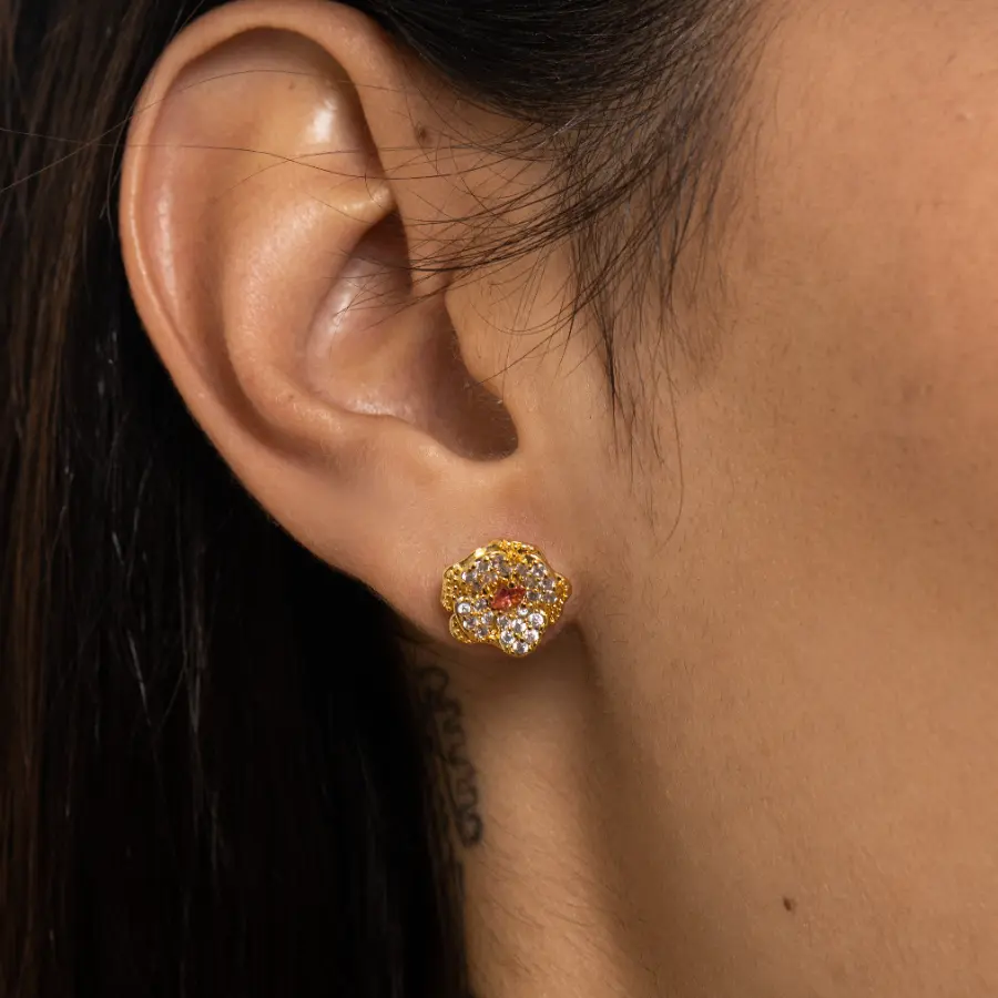 Conjunto flor cravejado