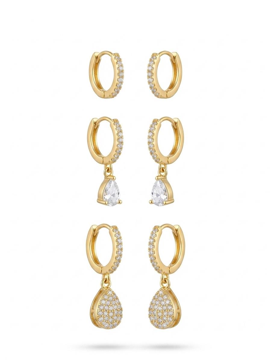 Trio de Argolas Click com Gota