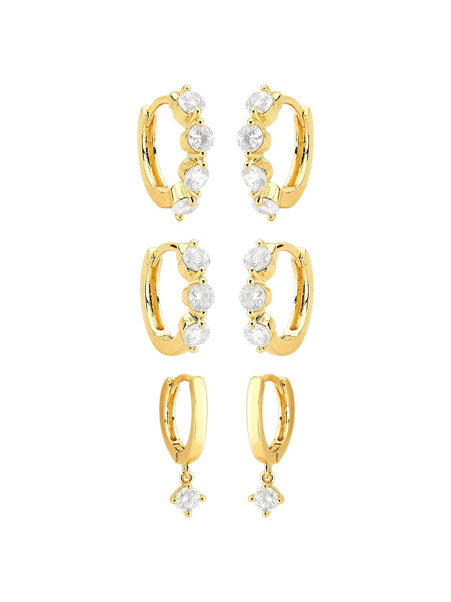 Trio de Argolas com Zircônias