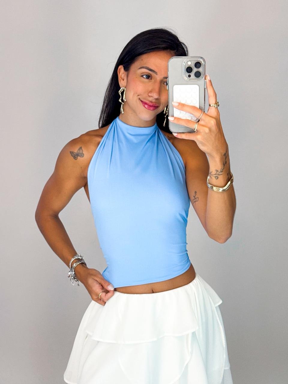 Blusa Frente Única Gola Alta