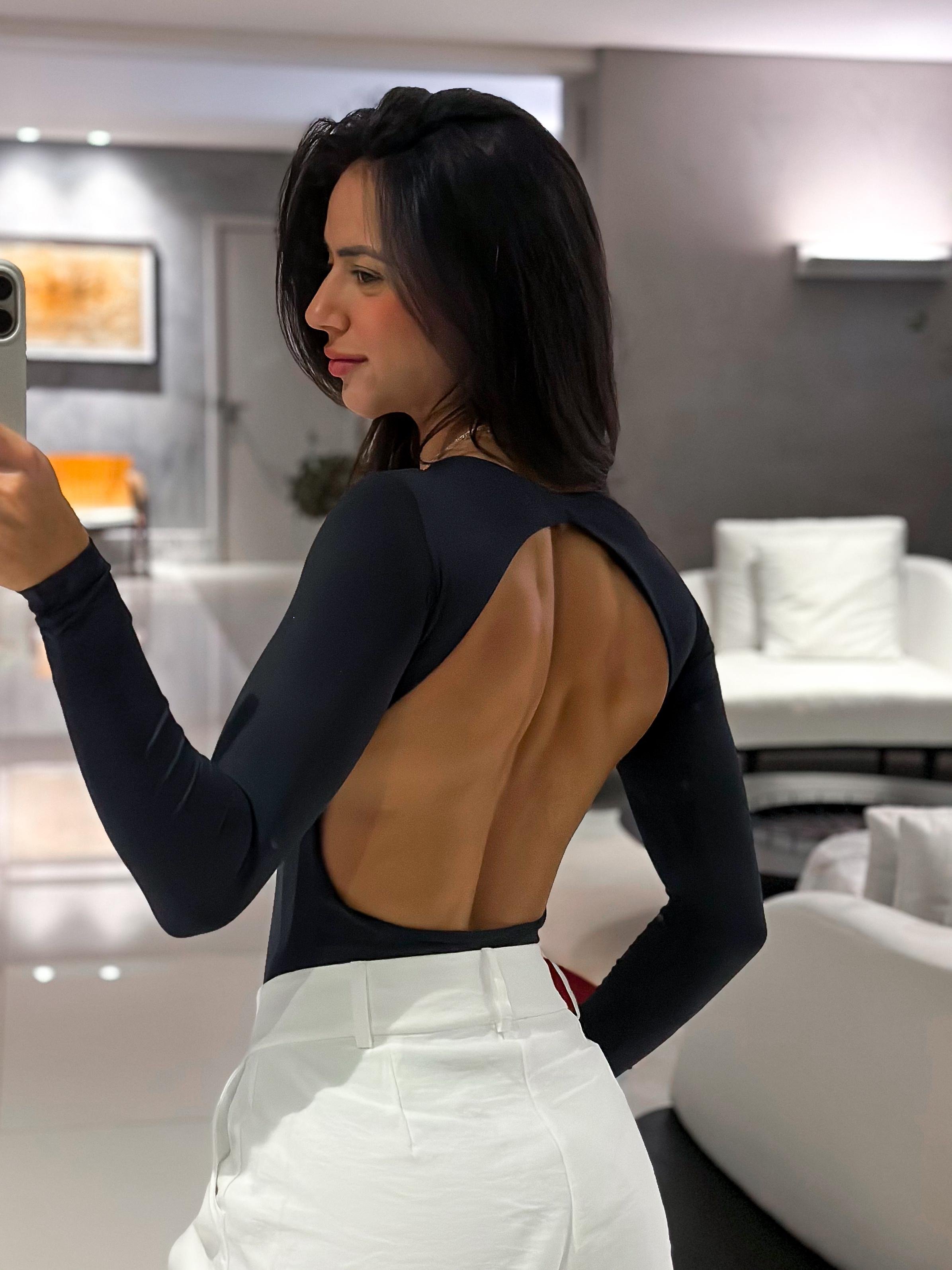 Body Costas Abertas Manga Longa