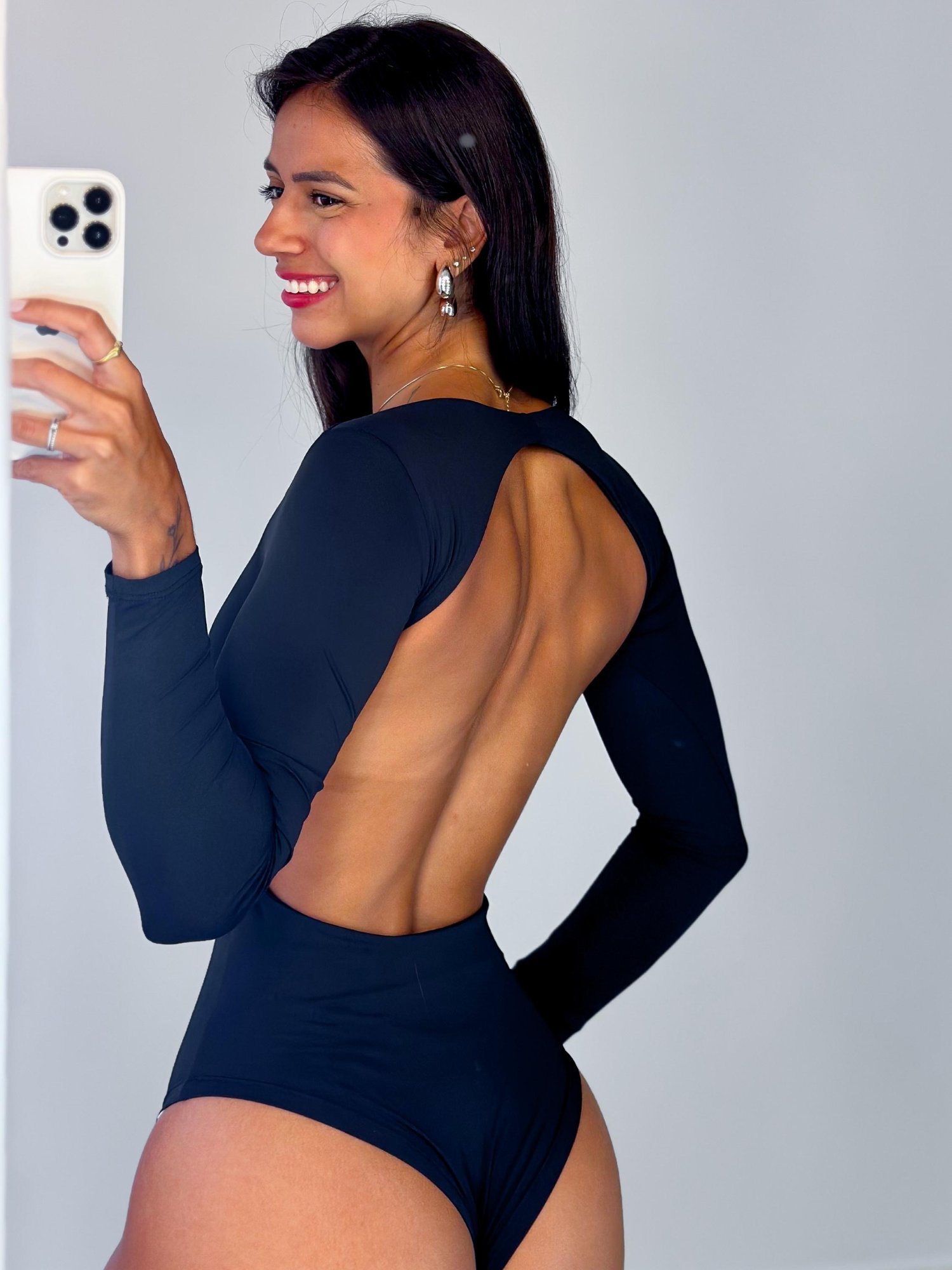 Body Costas Abertas Manga Longa